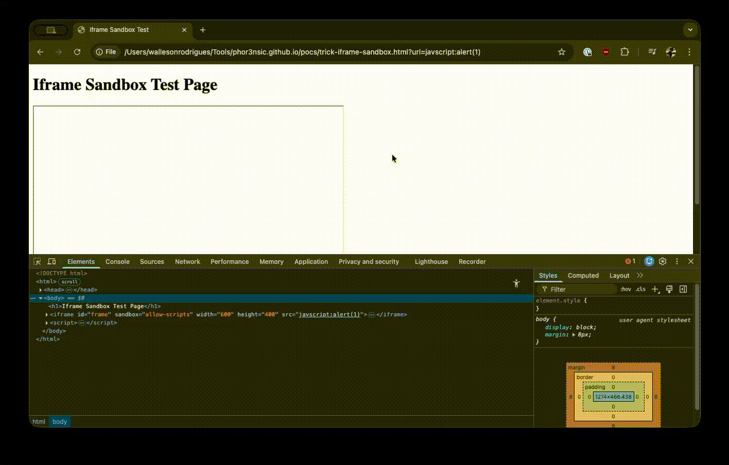 Authentication dialog inside a sandboxed iframe